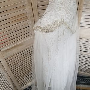 Beaded rhinestone glam tulle bridal cape, one size